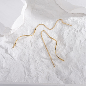 PVD Coated 18K Gold Plated Spiral Stainless Steel Simple Style Ear Line Earrings