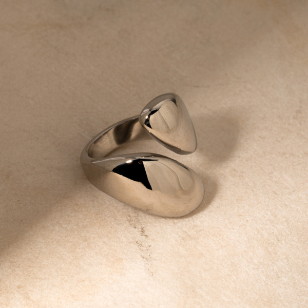 Pure Reflections Asymmetrical Chunky Open Ring in Silver Stainless Steel - Pure ...