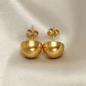Simple Style Round Gold Plated Stainless Steel Ear Studs – Unisex