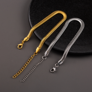 Unisex 18K Gold Plated 304 Stainless Steel Snake Chain Bracelet – Minimalist & Elegant