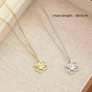 Stainless Steel Flower Pendant Choker Necklace – Gold or Silver