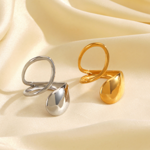 IG-Style Oval Open Ring in Silver Stainless Steel