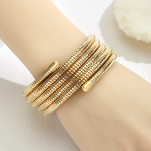 Stainless Steel Spring Wrap Multilayer Bangle – Silver or Gold
