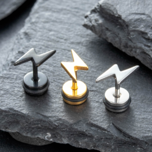 Hip-Hop Punk Lightning Bolt Ear Stud – 316 Stainless Steel, Unisex
