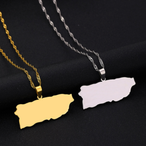 Puerto Rico Map Pendant Necklace – Gold or Silver Stainless Steel