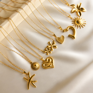 Gold-Plated Stainless Steel Pendant Necklace – Waterproof, Non-Tarnish (Multiple Styles)