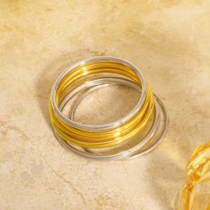 Women’s Classic Round Bangle – 18K Gold Plated, Stainless Steel, Waterproof