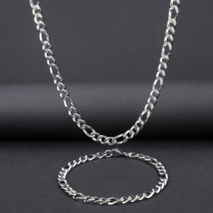 Stainless Steel Twisted Square Figaro Chain – Necklace & Bracelet Options, Geometric Design