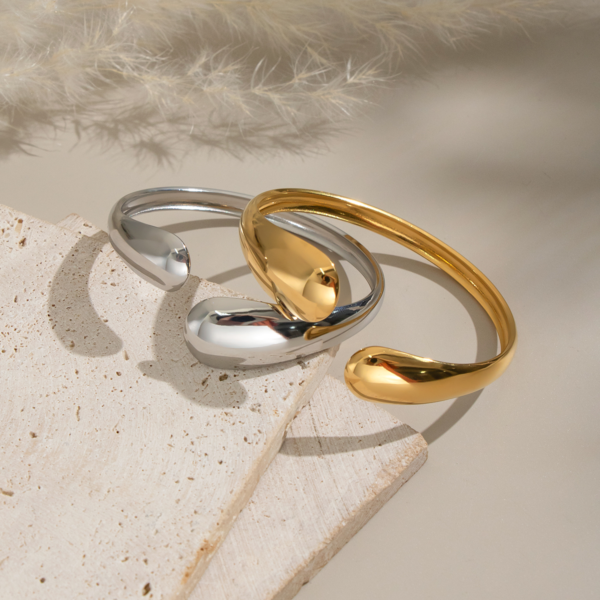 Pure Reflections Minimalist Geometric Stainless Steel Bangle – Gold & Silver - Pure ...