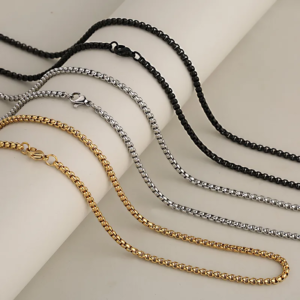Stainless Steel Chain Necklace – Black, Silver, or Gold