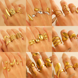 Geometric Gold Stainless Steel Rings – Choose Your Style