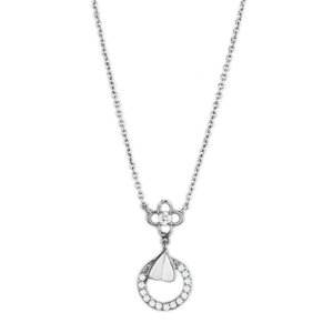 Rhodium Brass Teardrop Necklace with Clear AAA CZ (16")