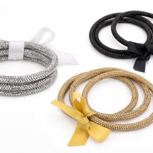 3-Piece Rhinestone Pavé Bangle Bracelet Set (Silver, Gold, or Black)