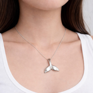 Stainless Steel Whale Tail Pendant Necklace (Silver or Gold)